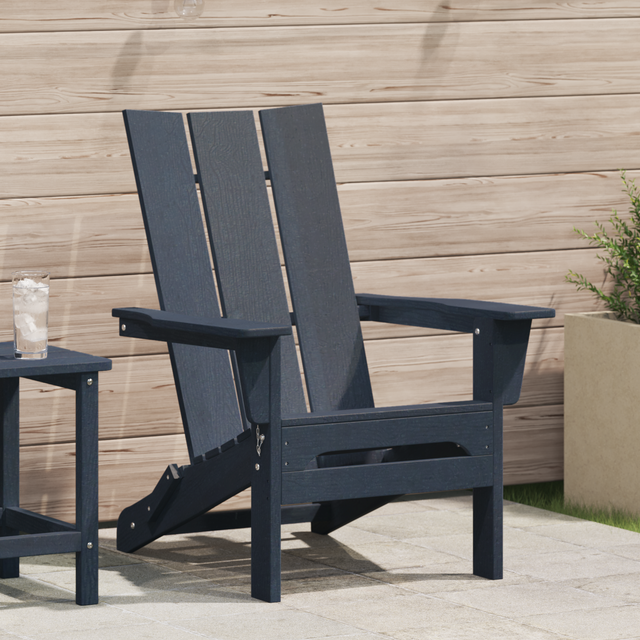vidaXL Folding Adirondack Chair Navy 74.5 x 80.5 x 90cm Plastic