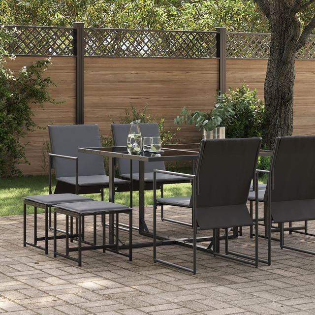 vidaXL Garden Dining Set 9 pcs Black Steel
