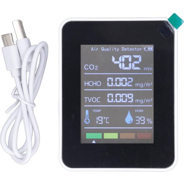 Air Quality Monitor 5 in 1 CO2 TVOC HCHO Temperature Humidity Detector LCD Display Air Quality