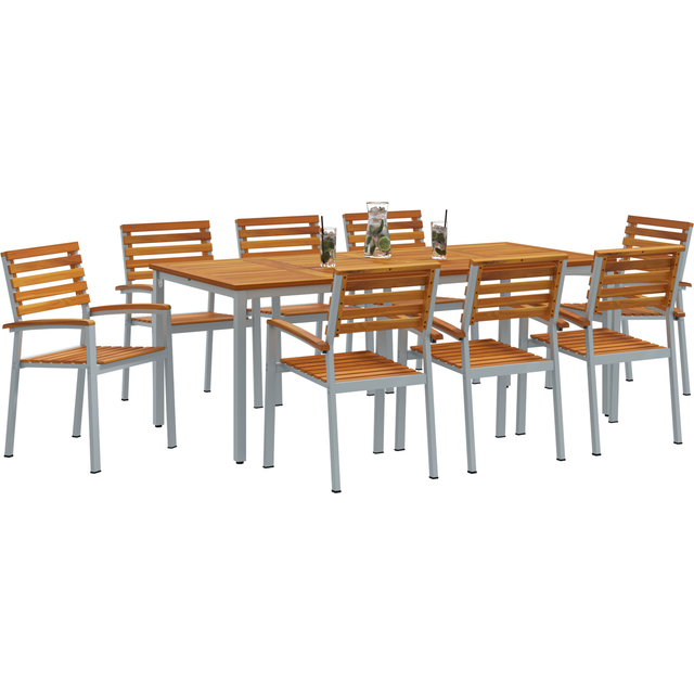 Vidaxl - 9 Piece Garden Dining Set Solid Wood Acacia and Metal