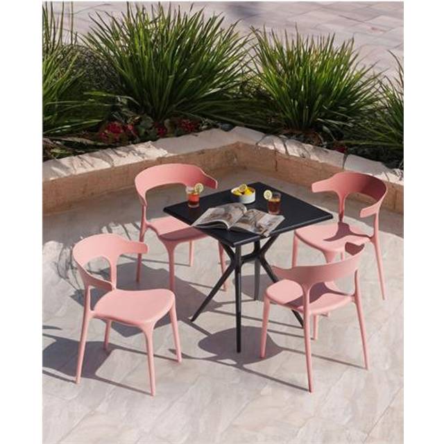 Modern Set of 4 Garden Dining Chairs Lightweight Plastic Resistant Pink Gubbio
