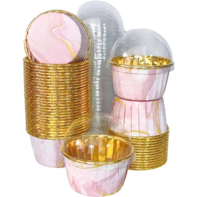 Cakegiugiu Set , 50/100pcs Disposable Cupcake Cups With Lids, Disposable Muffin Cups With Lids, Heat Resistant Glossy Cupcake Liners, Muffin Molds, Baking Tools,