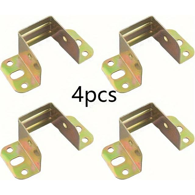 TEMU 4pcs Heavy-duty Metal Bed Frame Brackets, L-shaped Corner Support Hooks, Furniture Stability Hardware, Non-electric, Yellow, With No Wooden Materials For Bed Frame