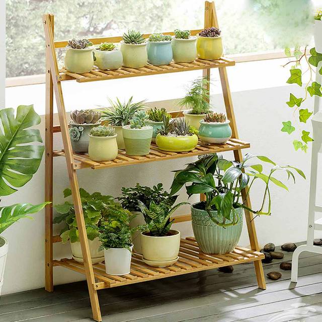 TEMU Wooden Folding Flower Stand, -layer Stepped Flower Stand Plant Display Stand Storage Stand, Room Succulent Folding Stand 70*40*96cm Original , Utility Racks
