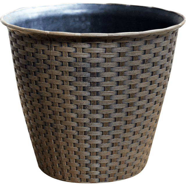 TEMU Rattan Effect Plant Pot | & Weather-resistant | Ideal For Indoor & Outdoor Use | Rustic Brown
