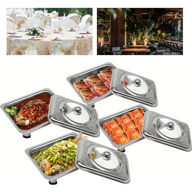 TEMU 4pcs Buffet Dish Tray Food Plate Server Food Warmer Chafing Dish Serving Tray Uk
