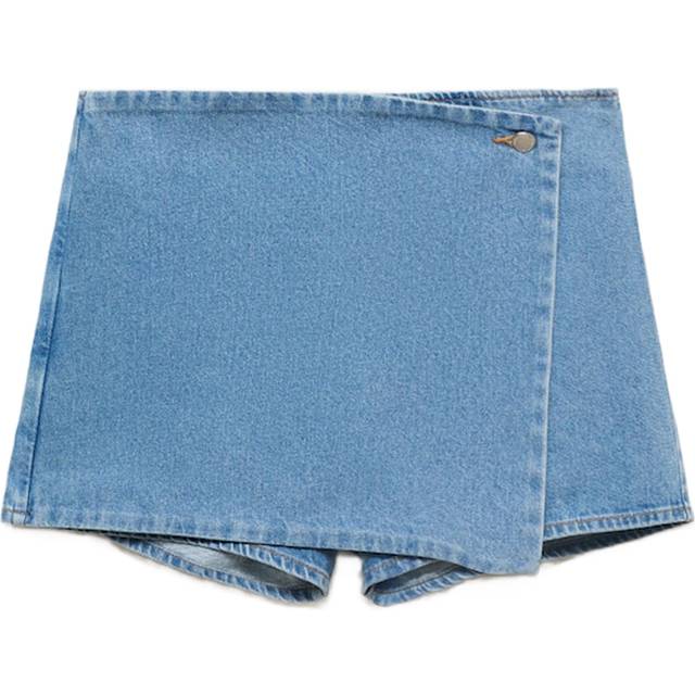 Wrapped denim skort medium blue - Woman - M - MANGO - Medium Blue