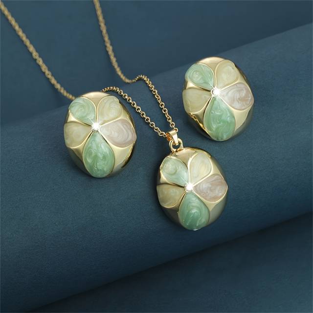 TEMU 3pcs Golden Retro Elegant Necklace And Earrings Jewelry Set, Gift For Women