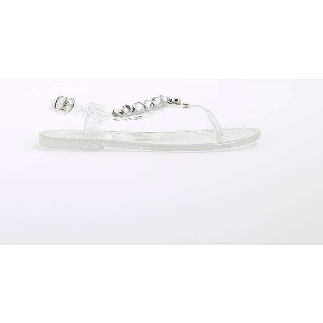 River Island Girls Silver Jewel Jelly Thong Sandals - 3