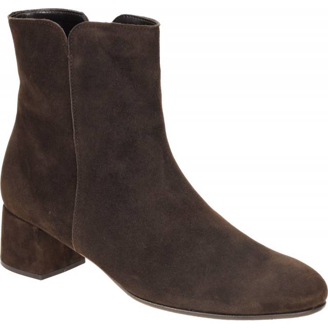 Gabor Suede Ankelstøvle Med Blok Hæl - Brun