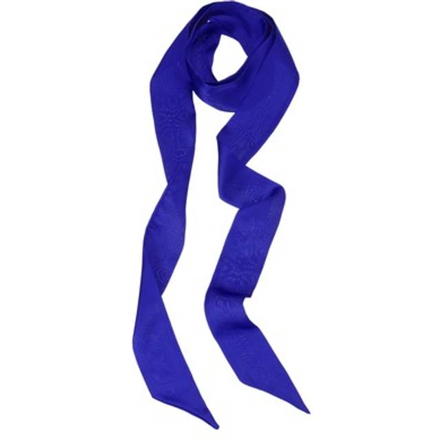Stylish ribbon scarf long silk solid color skinny scarves dark blue