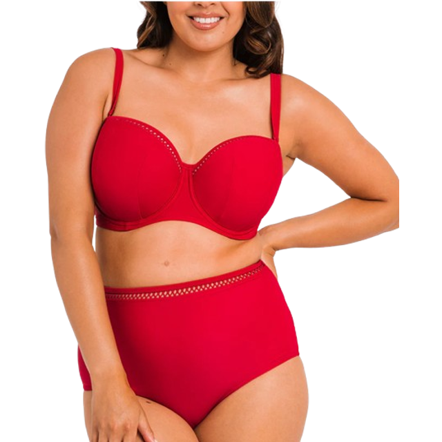 Curvy Kate First Class Bandeau Strapless Multiway Bikini Top Red - 30FF