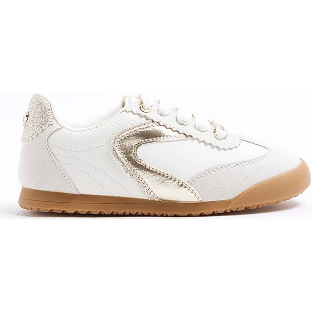 River Island Girls Cream Faux Leather Trainers - c12