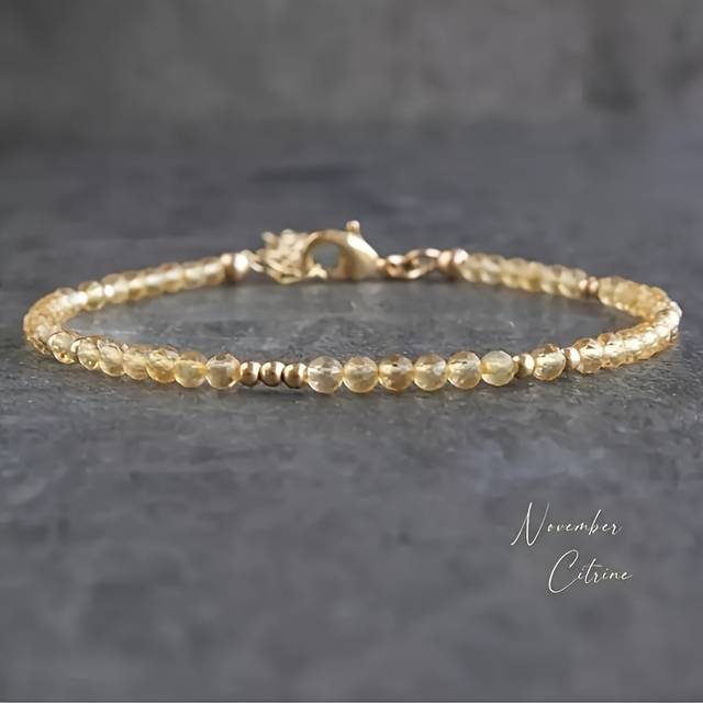 TEMU Natural Yellow Citrine Crystal Beaded Bracelet - Elegant , Attracts Wealth & Financial Success, Ideal Gift For Birthdays, Everyday Accessory|minimalist Bracelet|citrine Beads, Citrine Bracelet