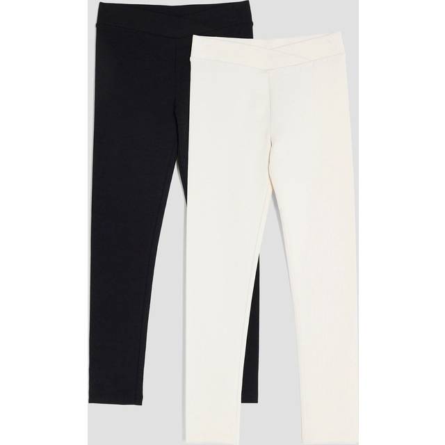 River Island Girls Cream Pack Of 2 Cross Front Leggings - 7-8 Yrs