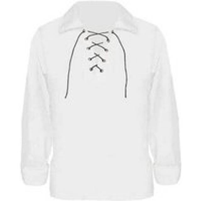 Lace up shirt long sleeve black white book day pirate adults kids fancy dress