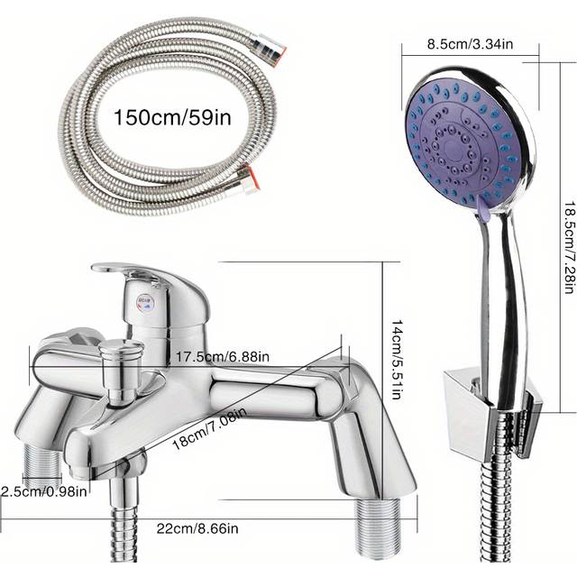 TEMU Luxury Bathroom Chrome Sink Bath Filler Tap Shower Mixer Taps With Hand Held Set