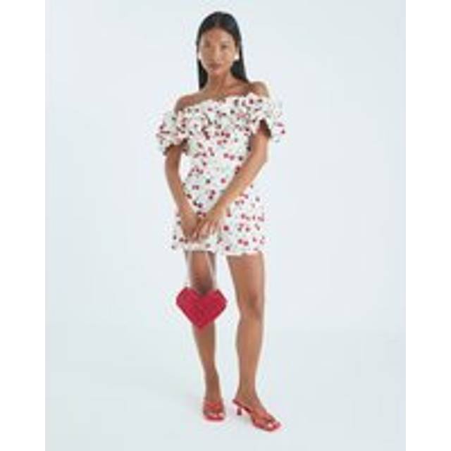 River Island Womens Petite Cream Cherry Print Bardot Playsuit - S