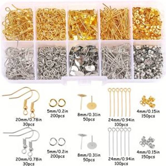 TEMU 1060pcs Earring Post Kit - Includes Earring Hooks, And Rubber Earring Backs - For Making Supplies Accessories