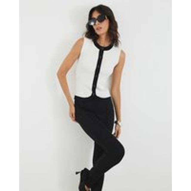 River Island Womens White Sleeveless Curved Hem Ribbed Top
