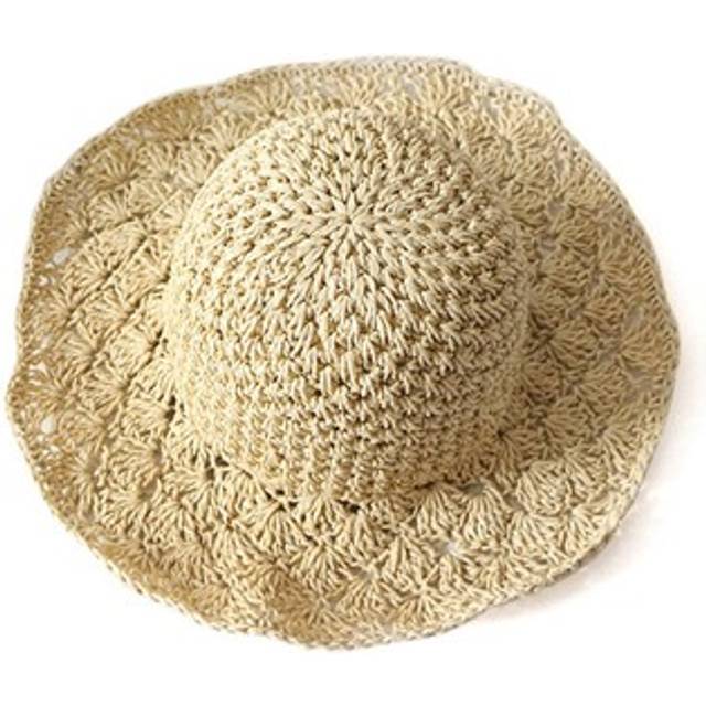 Beige Lady Panama Hand Hook Pineapple Visor Beach Hat Hand Folding Straw2045