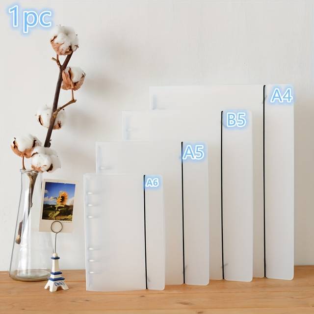 TEMU 1pc B5/a4/a5/a6 Circular Ring Binder/transparent Frosted Plastic Binder/with Rope Strap Binder Shell