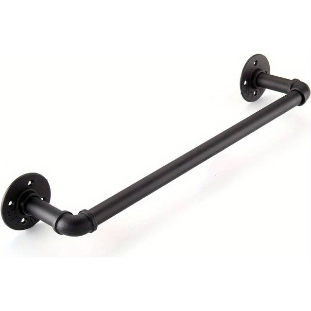 TEMU 60cm X 12cm Iron Pipe Towel Bar Industrial Pipe Towel Mounted Clothes Bar Rack Detachable Hanging Garment Rack Hand Towel Holder (black)