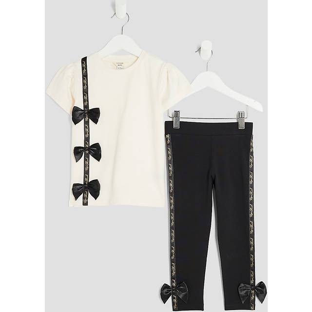 River Island Mini Girls Cream Ri T-Shirt & Leggings Set - 3-4 Yrs
