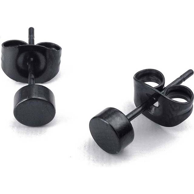 3Mm Round Ear Studs, 2pcs (1 Pair) - Stainless Steel for Men Color Black With Gift Bag