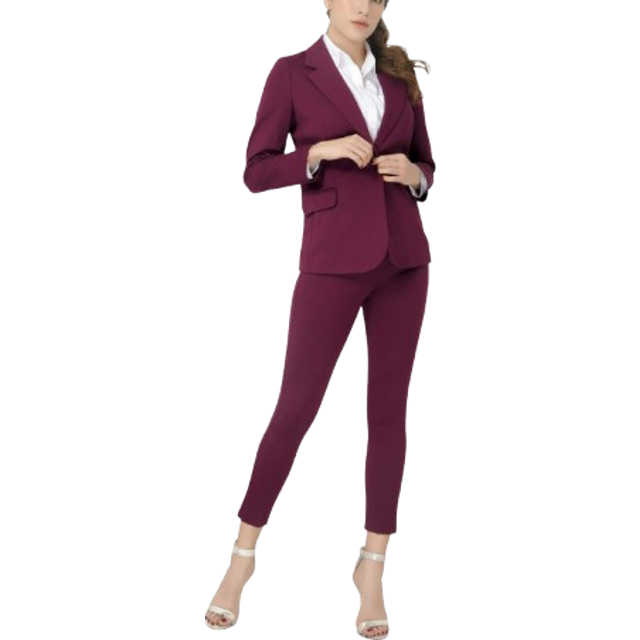 Marycrafts Women's Business Blazer Pant Suit Set for Work 20 Burgundy