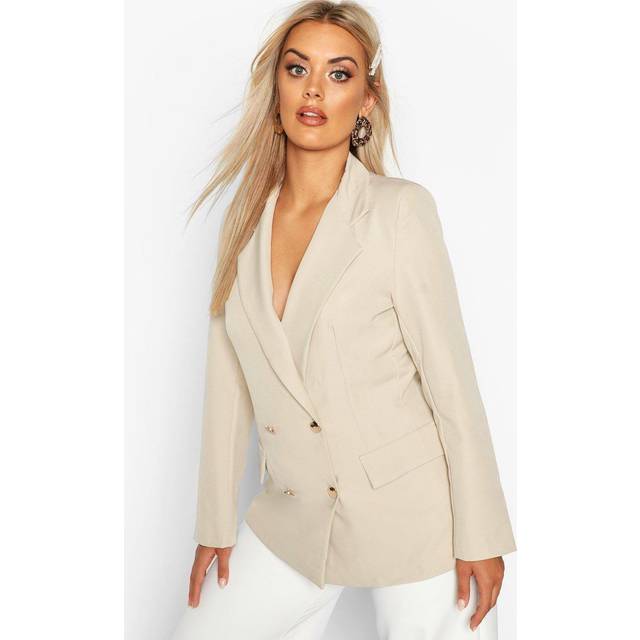Womens Plus Double Breasted Military Blazer - Beige - 20, Beige