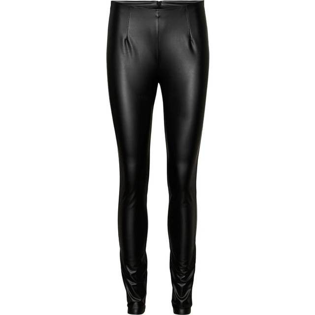 Noisy May – Svarta leggings i läderimitation-Svart/a