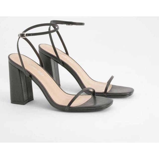 Womens Block Heel Two Part Sandals - Black - 8