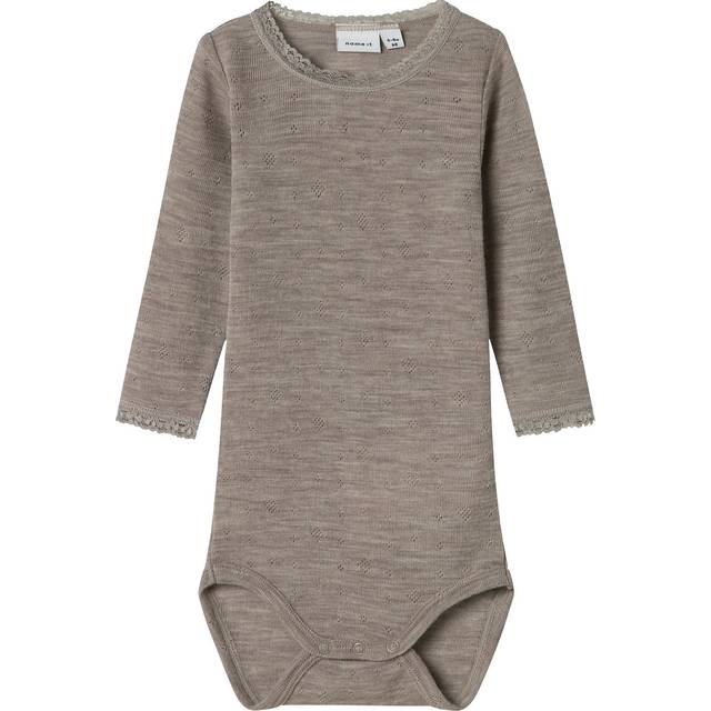 NAME IT Nbfwang Wool Needle Ls Body Solid Noos |Grå |68