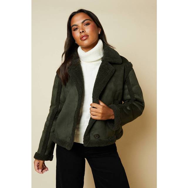 Dorothy perkins khaki aviator jacket womens casual jackets & coats