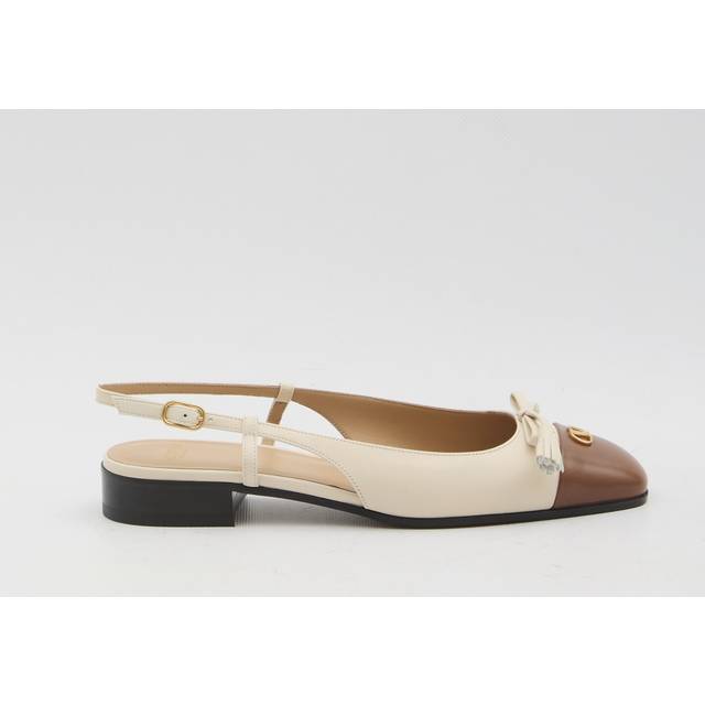 Valentino Garavani "Valet Du Roi" Slingback Ballet Flats - Cream - 36 IT