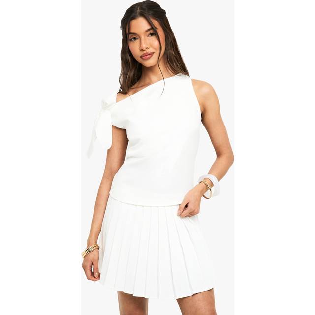 Womens Pleated Micro Mini Skirt - White - 16, White