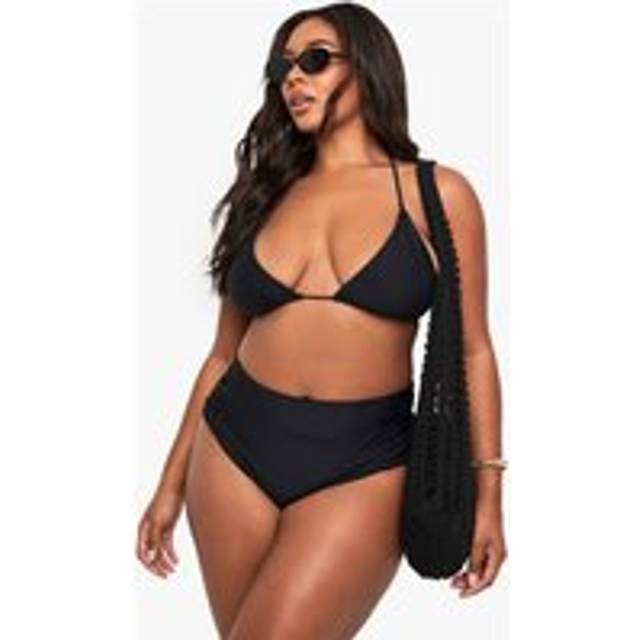 Womens Plus Tummy Control Bikini Bottoms - Black - 20