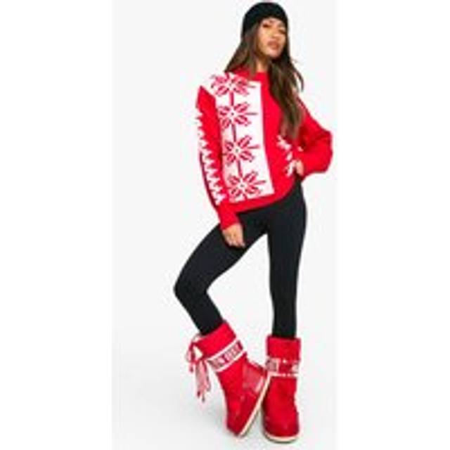 Womens Premium Fairisle Knitted Christmas Jumper - Red - M, Red