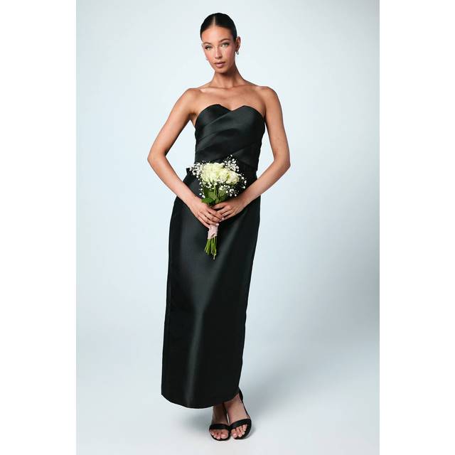 Bandeau Twill Bow Back Bridesmaids Dress - Black - 16