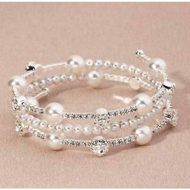 SHEIN 1pc Elegant Diamond Faux Pearl Bracelet, Women Cuff Bracelet, Holiday Gift
