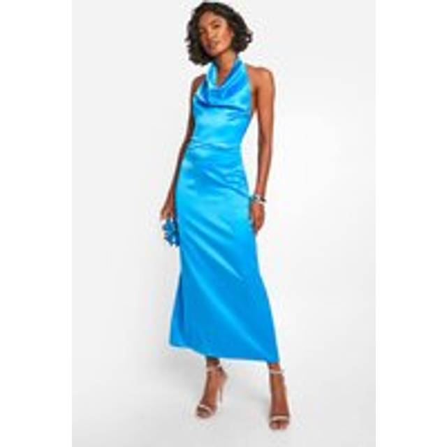 Womens Tall Heavy Satin Midaxi Slip Skirt - Blue - 10, Blue