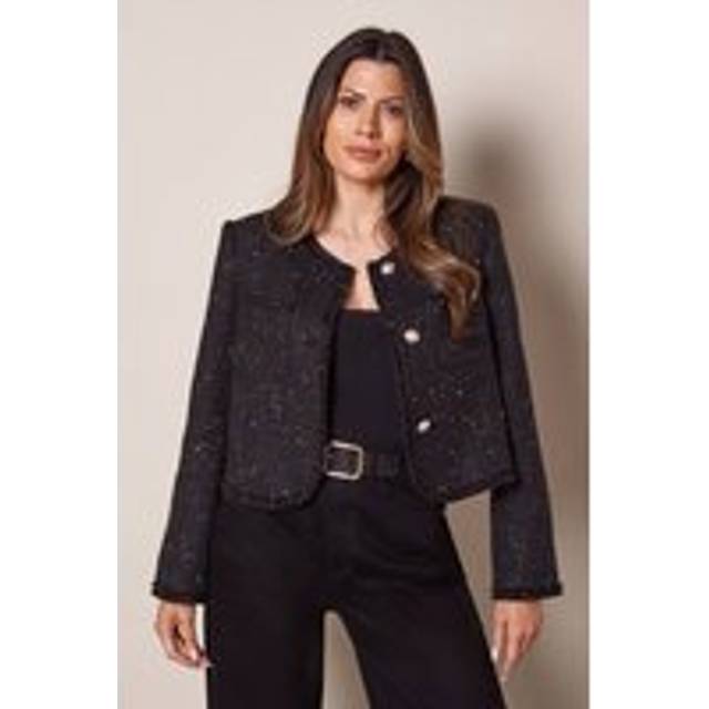 Womens Trim Detail Boucle Edge to Edge Jacket - Black - 20