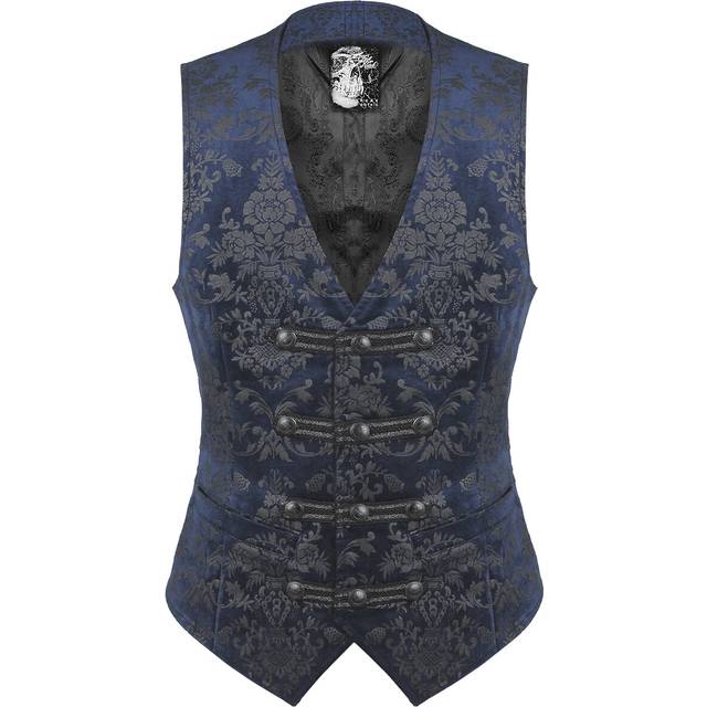 Punk rave mens vest waistcoat blue damask velvet gothic steampunk aristocrat vtg
