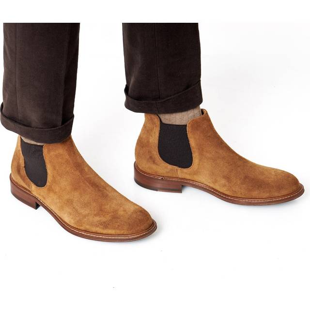 Men’s soft italian suede chelsea boots classic handmade flexible leather sole