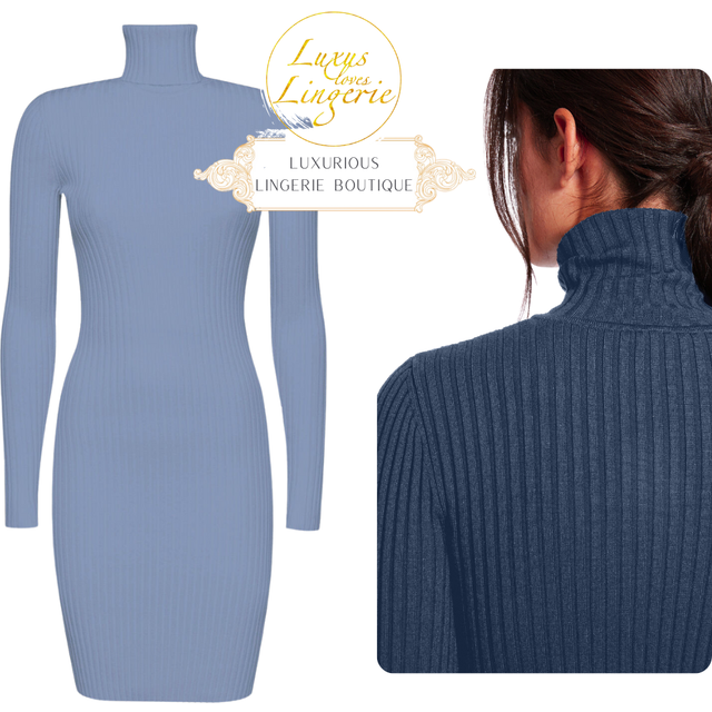 Merino rib dress by wolford s tempest light blue blue wool dress