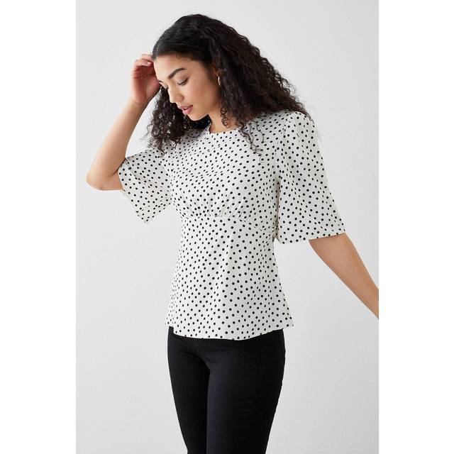 Womens Ivory Spot Angel Sleeve Tea Blouse - 16