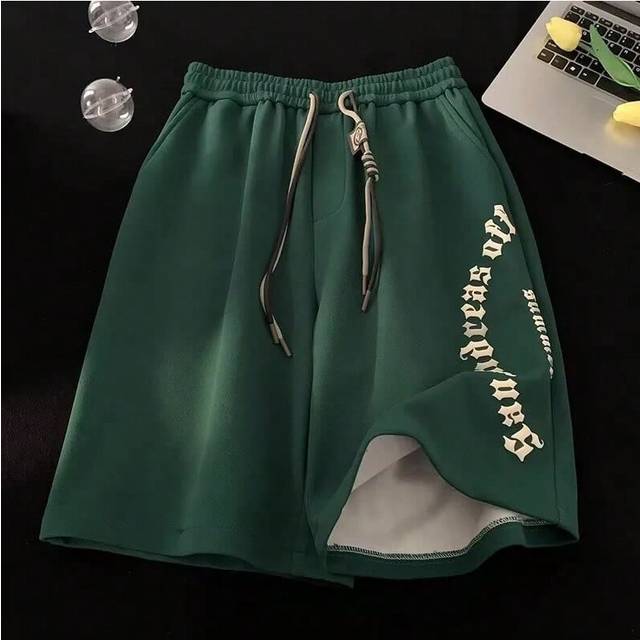 (DarkGreen, 2XL) M-5XL Men Shorts Casual Short Pants Oversize Beach Shorts Retro Letters Print Sports shorts Five Points Shorts Men's Clothing
