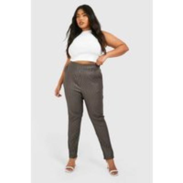 Womens Plus Pinstripe Super Stretch Bengaline Fitted Trousers - Brown - 20