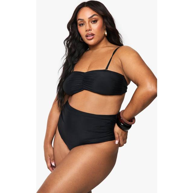 Womens Plus Tummy Control Bikini Bottoms - Black - 24